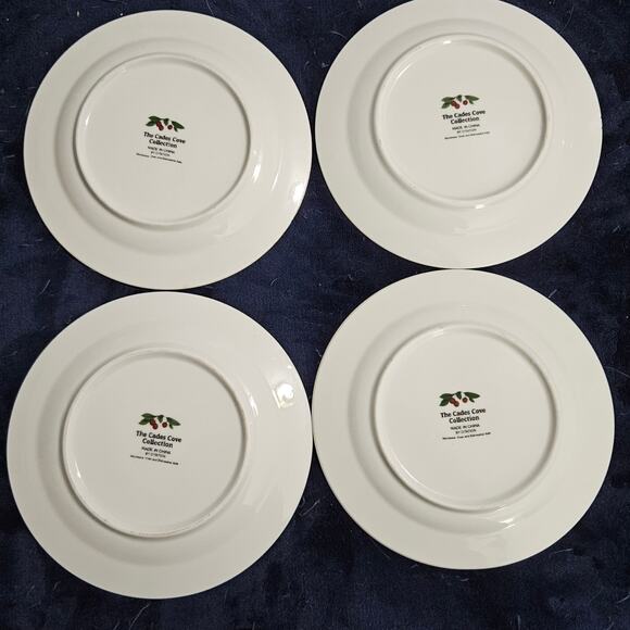 Cades Cove Citation Set of 4 7.5" Salad Plates Green Lattice Apple Pattern - Picture 5 of 6